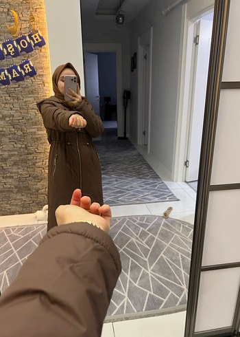 Nihle Kahverengi Uzun Kışlık Kadın Mont - Görsel 2