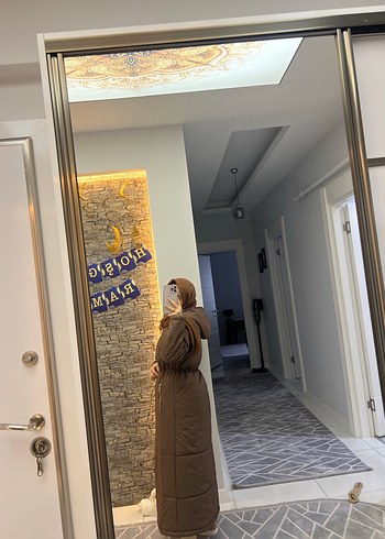 Nihle Kahverengi Uzun Kışlık Kadın Mont - Görsel 4