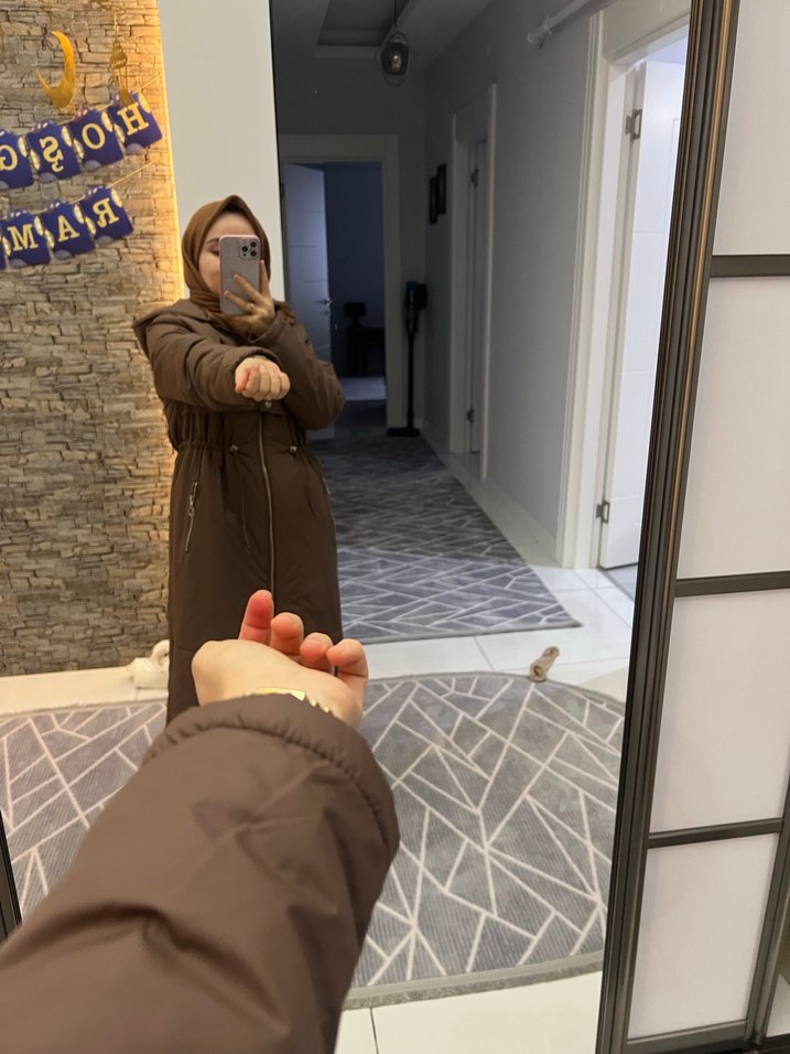 Nihle Kahverengi Uzun Kışlık Kadın Mont - Görsel 2