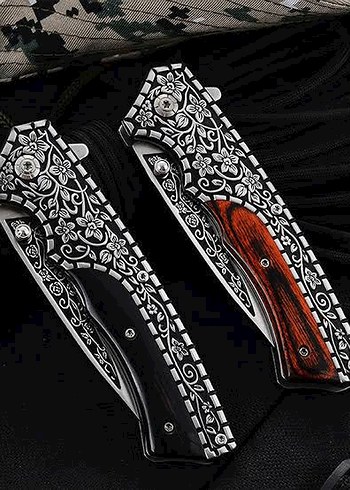 Siyah İşlemeli Katlanır Bıçak - Görsel 2