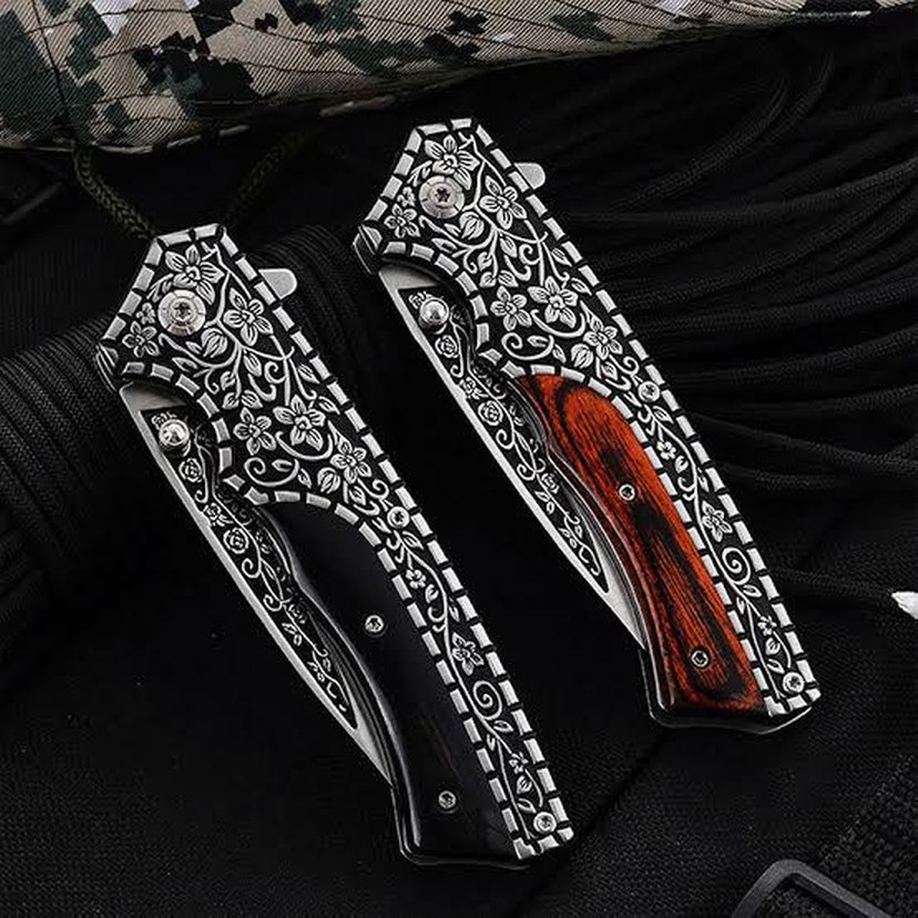 Siyah İşlemeli Katlanır Bıçak - Görsel 2