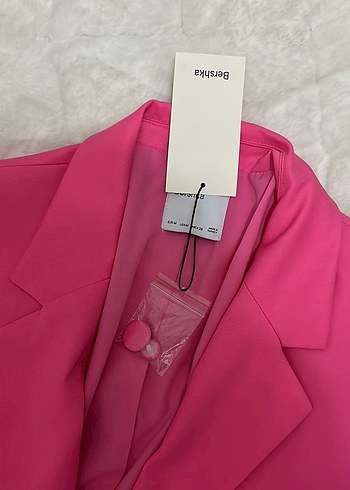 Bershka Pembe Kadın Midi Blazer Ceket