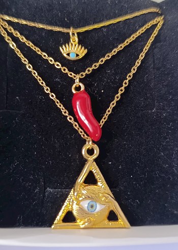 Bohem Üç adet kolye boynuz ve göz detaylı - Görsel 2