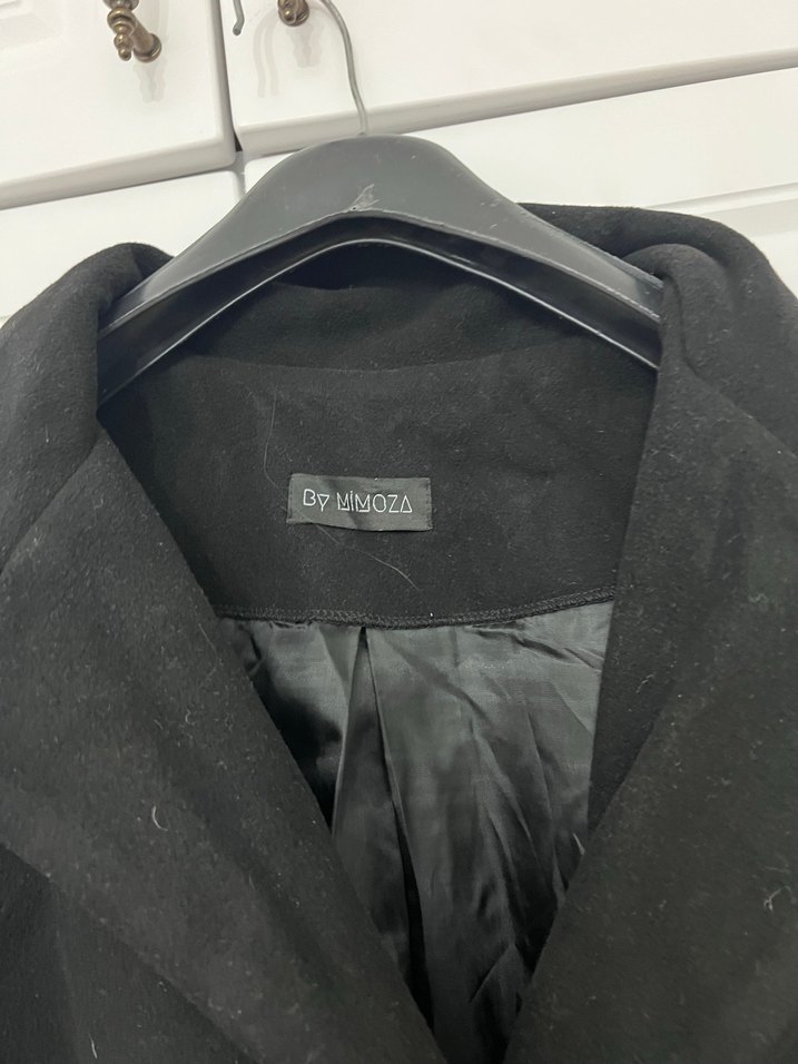 Siyah Uzun Kruvaze Kaban - Görsel 3