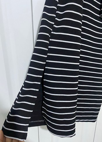 Çizgili Siyah beyaz üst ve etek takım - Görsel 10
