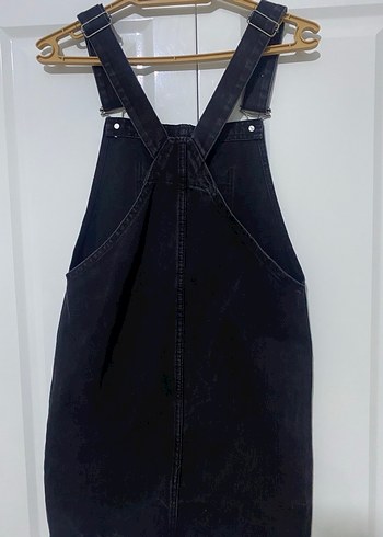 Kemer Tokalı Siyah Midi Denim Tulum S-M beden - Görsel 6