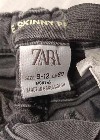 9-12 Ay Beden gri Renk ZARA ORJİNAL Erkek Çocuk Gri Denim Pantolon