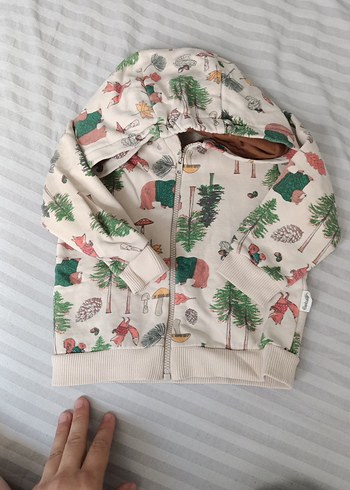 Kapüşonlu Fermuarlı Desenli Erkek Sweatshirt 9-12 ay