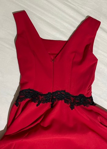 Straplez Kırmızı Midi Kadın Elbise - Görsel 5