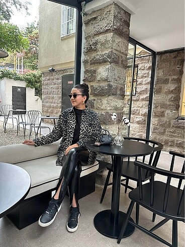 m Beden Leopar Desen Ceket