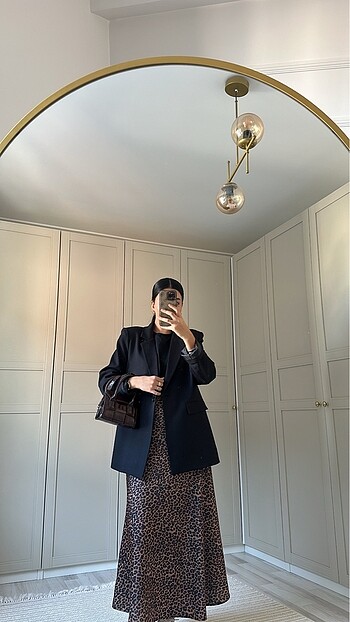 Leopar Desen Midi Boy Etek