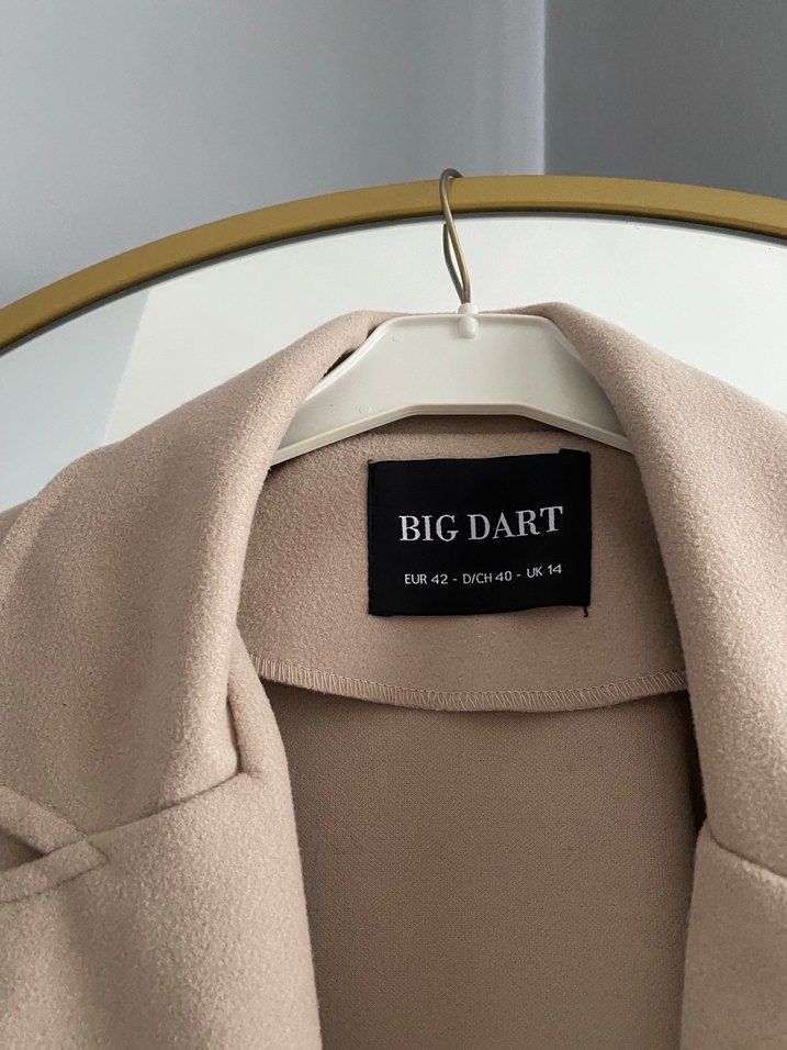 Bej Süet Uzun Kadın Ofis Klasik Palto - Görsel 2