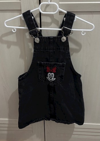 Kız Çocuk Siyah Denim Nakışlı Elbise
