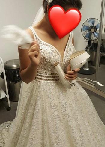 38 Beden beyaz Renk Beyaz A Kesim Strappy Gelinlik