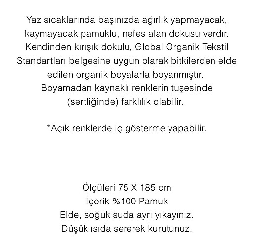 Beden Freshscarf Organik Pamuk Şal Bej