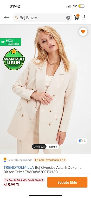 Bej Blazer Ceket