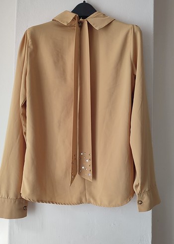 Bej Kadın Pilili Klasik Gömlek - Görsel 2