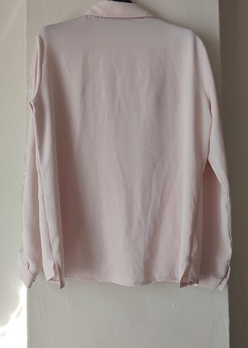 Dantel Detaylı Toz pembe Uzun Kollu Kadın Gömlek - Görsel 2