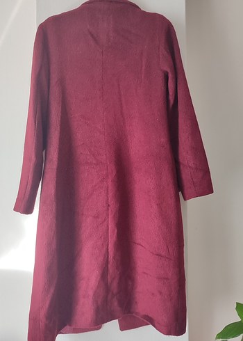 Düğmeli Bordo Kaban - Görsel 2