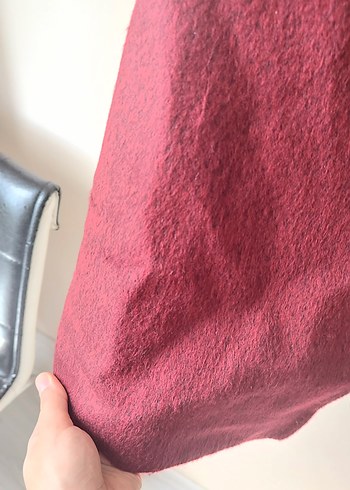 Düğmeli Bordo Kaban - Görsel 4