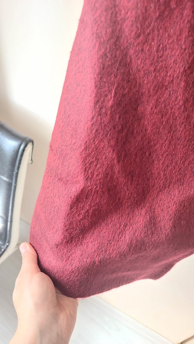 Düğmeli Bordo Kaban - Görsel 4