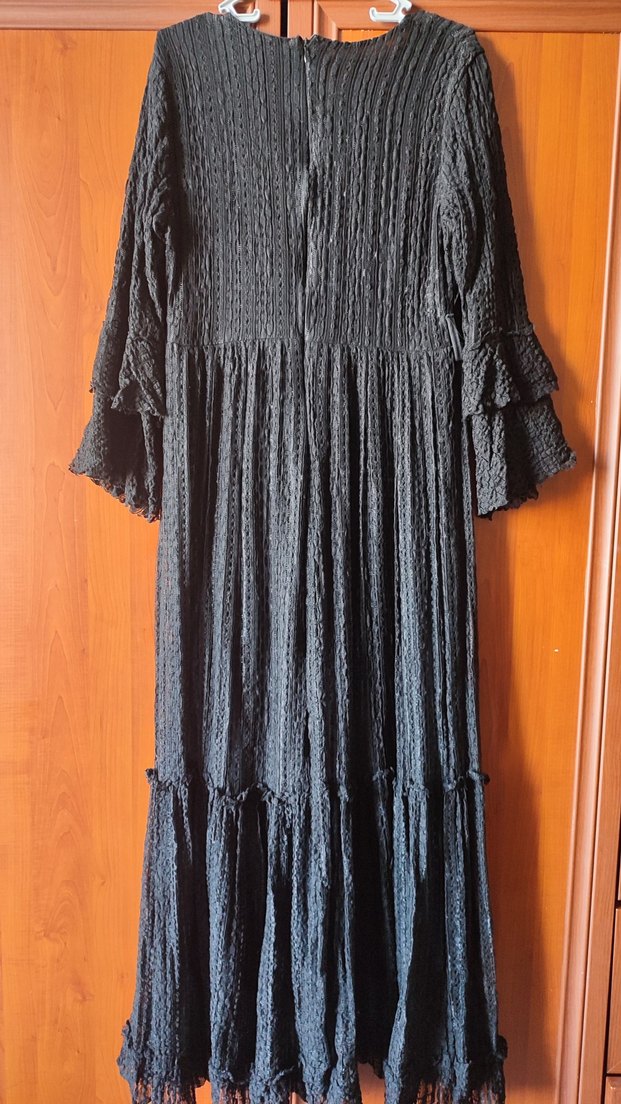 Kadın Siyah Uzun Bohem Elbise - Görsel 2