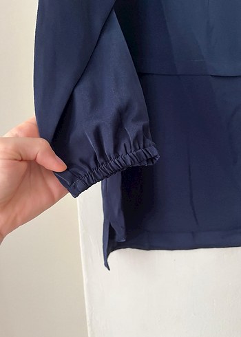 Uzun Kollu Lacivert Bluz - Görsel 3