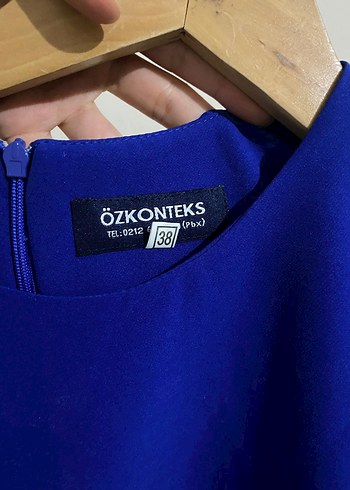 Mavi Kısa Kollu Midi Kalem Elbise Royal Blue Dress - Görsel 3