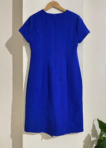 Mavi Kısa Kollu Midi Kalem Elbise Royal Blue Dress - Görsel 2