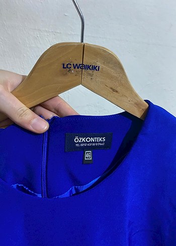 Lacivert Kısa Kollu Midi Kalem Elbise - Görsel 3