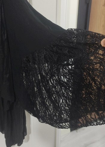 l Beden Kadın Siyah Uzun Gotik Elbise