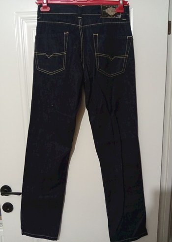 Düğmeli Lacivert  Denim Pantolon - Görsel 2
