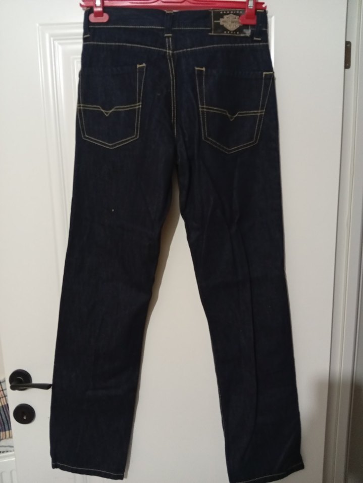 Düğmeli Lacivert  Denim Pantolon - Görsel 2