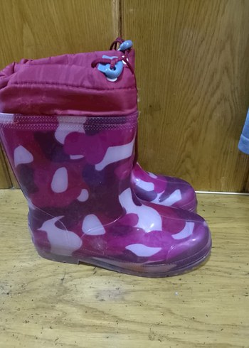 Kız Çocuk Pembe Bağcıklı Lastik Çizme - Görsel 2