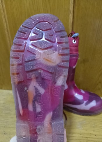 Kız Çocuk Pembe Bağcıklı Lastik Çizme - Görsel 3