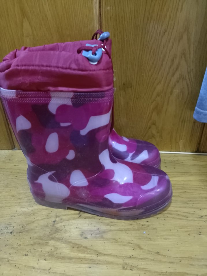 Kız Çocuk Pembe Bağcıklı Lastik Çizme - Görsel 2