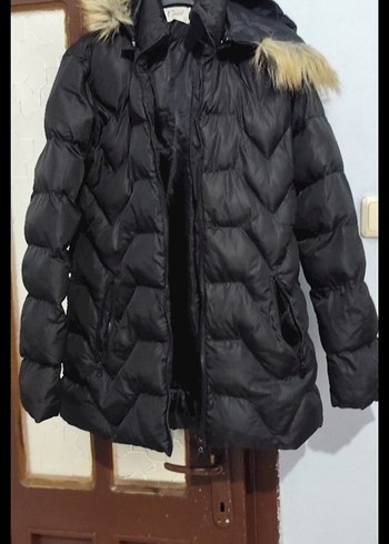 Kürklü Siyah Kadın Kışlık Mont - Görsel 2