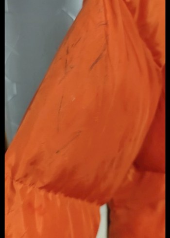Kadın Parlak Turuncu Kapüşonlu Mini Ceket - Görsel 3