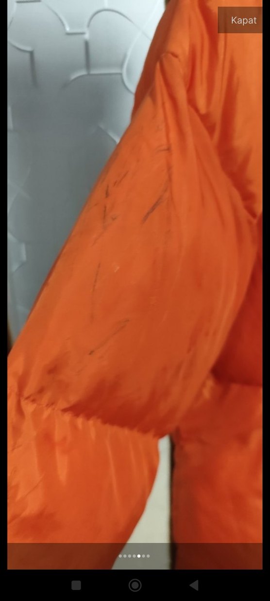 Kadın Parlak Turuncu Kapüşonlu Mini Ceket - Görsel 3