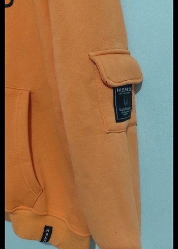 Turuncu Kapüşonlu Oversize Sweatshirt - Görsel 5