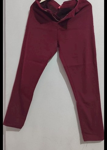 Bordo Parlak Kumaş Kadın Pantolon - Görsel 5