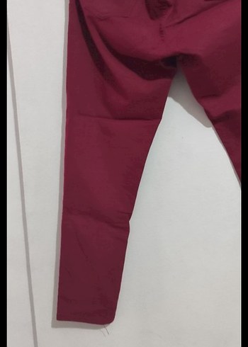 Bordo Parlak Kumaş Kadın Pantolon - Görsel 2