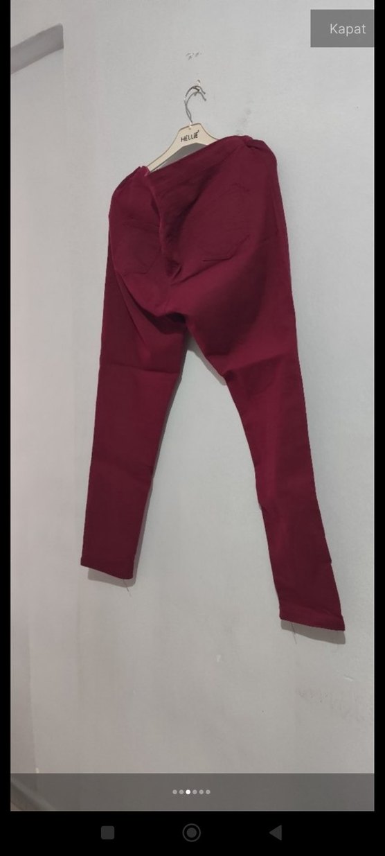 Bordo Parlak Kumaş Kadın Pantolon - Görsel 3