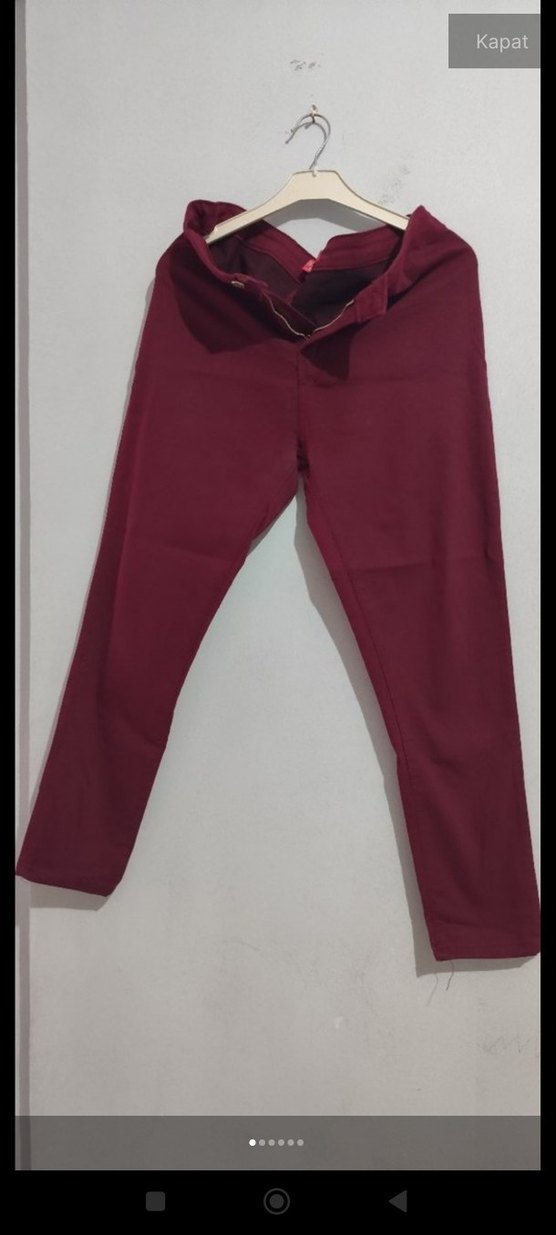 Bordo Parlak Kumaş Kadın Pantolon - Görsel 5