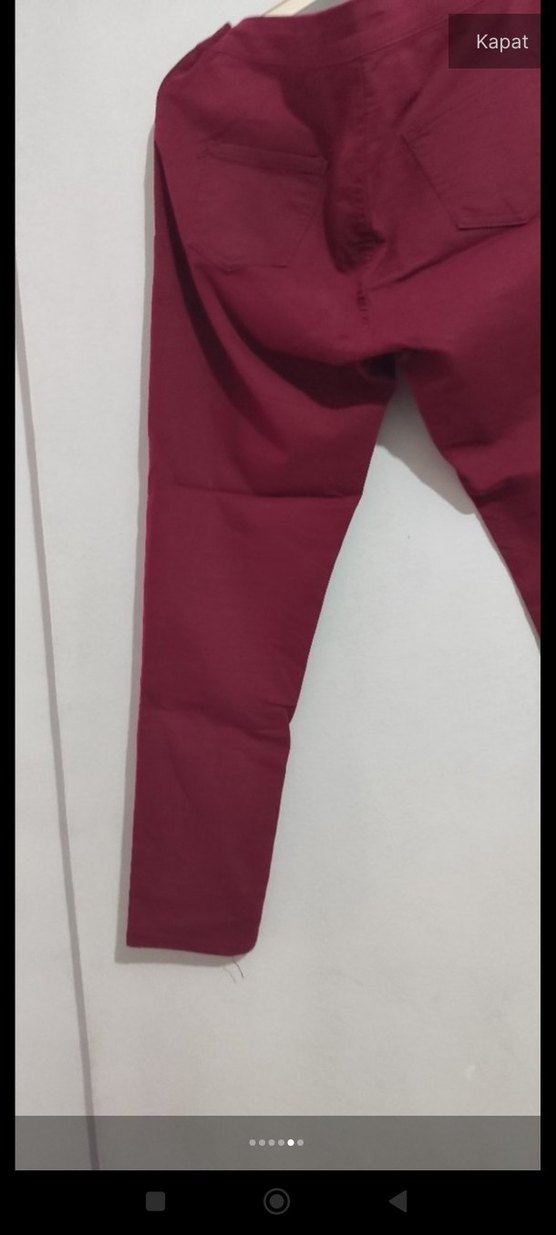 Bordo Parlak Kumaş Kadın Pantolon - Görsel 2