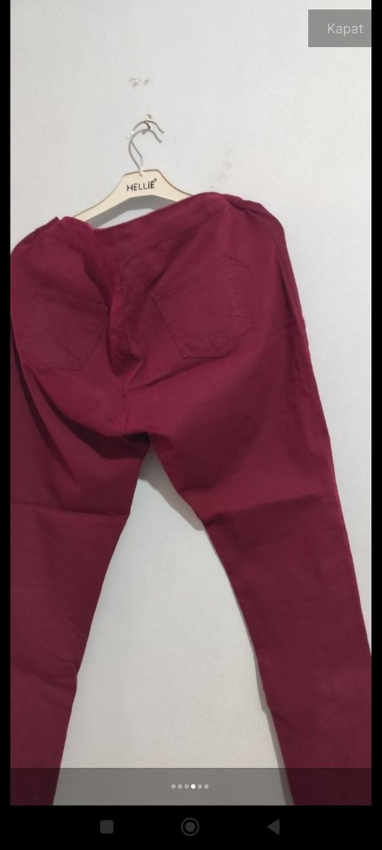 Bordo Parlak Kumaş Kadın Pantolon - Görsel 4