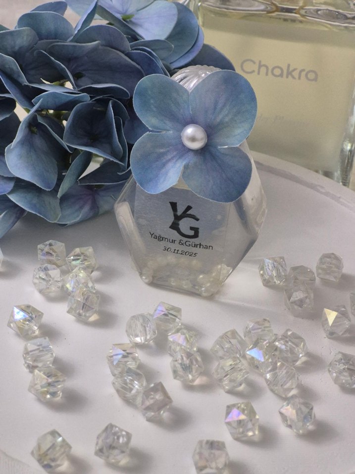 Mavi Çiçekli Nişan Nikah Söz Hediyelik - Görsel 4