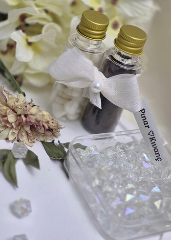 Beyaz Fiyonk Detaylı Mini Hediye Seti Kahve ve Kalpli şeker - Görsel 3