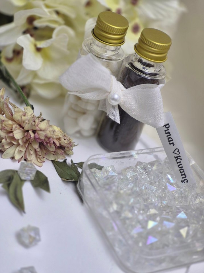 Beyaz Fiyonk Detaylı Mini Hediye Seti Kahve ve Kalpli şeker - Görsel 3