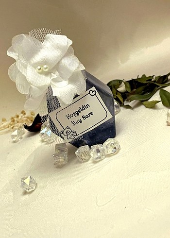 incili Vintage Beyaz Çiçekli Nikah Nişan hediyeliği - Görsel 2